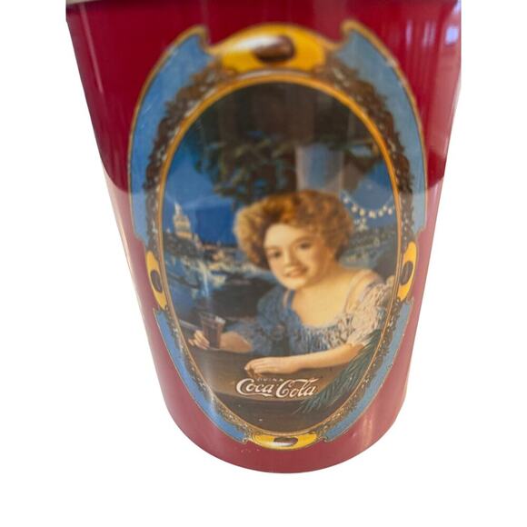 Vintage Coca-Cola Tin Canister Collectible Victorian Ladies Red Storage Tin - Picture 5 of 5